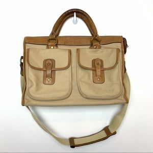 Vintage Ghurka No. 5 The Examiner Bag Satchel Briefcase Brown Leather Canvas